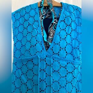 3 Pc. Swim Set Floral w/ 2 Piece Bathing Suit & Bright Blue Cover-Up